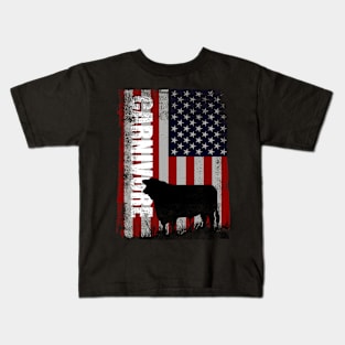 Carnivore American Flag July 4th Kids T-Shirt